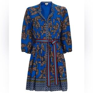 Alexis Blue Floral-Print Belted Mini Dress size XS